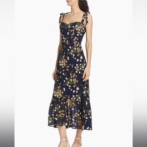 Reformation Nikita Dress in Mademoiselle - Navy Floral Midi